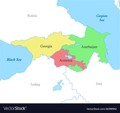 Map of caucasus with borders of the countries Vector Image