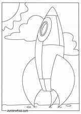 Simple Rocket Ship Coloring Page sketch template