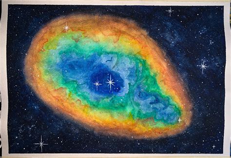 Planetary nebula painting (watercolour) : r/Astronomy