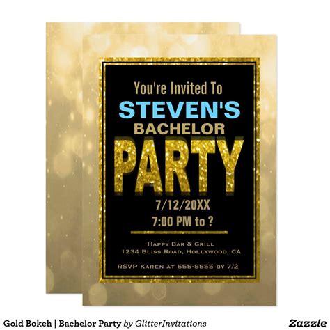 Gold Bokeh | Bachelor Party Card Gold Glitter Wedding, Glitter Wedding ...