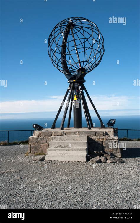 Nordkapp. Globe Monument at North Cape, Norway Stock Photo - Alamy