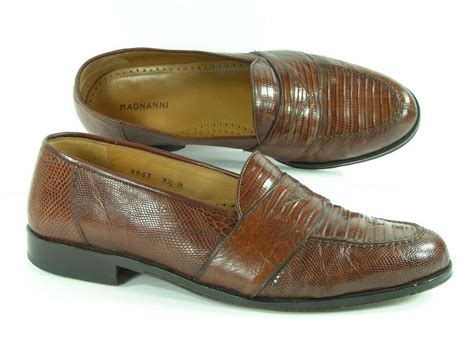 Magnanni dress shoes mens 9.5 M D brown loafers genuine lizard skin leather #Magnanni # ...