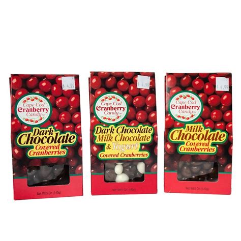 Cape Cod Covered Cranberry Candy - Set of 3 in 2020 | Chocolate yogurt, Candied cranberries ...