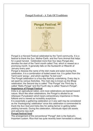 Pongal Festival - Importance of Pongal Festival.pdf