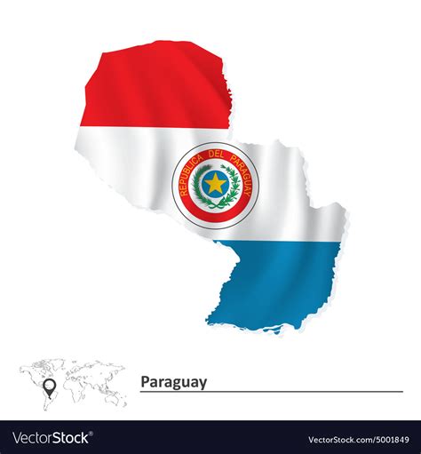 Map of paraguay with flag Royalty Free Vector Image