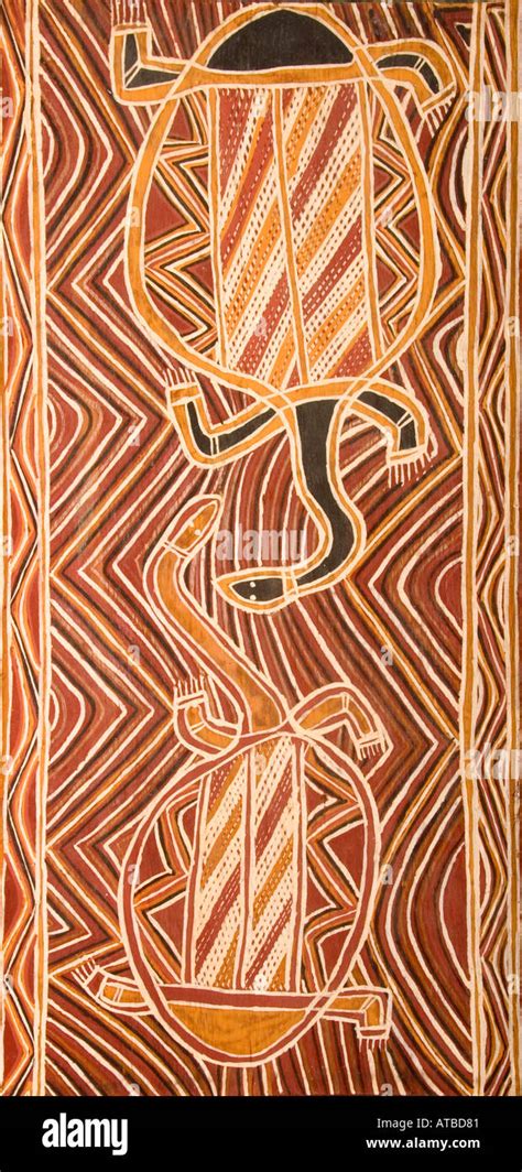 Australia Aboriginal art bark painting showing turtles Stock Photo: 1686912 - Alamy