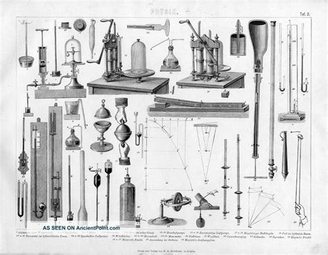 1856 Vintage Physics Instrument Science Antique Engraving Print | Science equipment, Physics ...