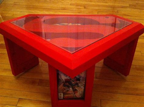 Superman coffee table with glass top and comic book by GuidroZart | Glass top coffee table ...