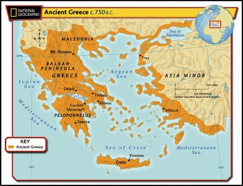 Mapa de la antigua Grecia - Antigua mapa de Grecia (Sur de Europa - Europa)