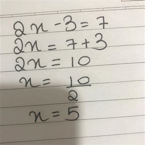 2 x - 3=7 solve equation and check answer - Brainly.in