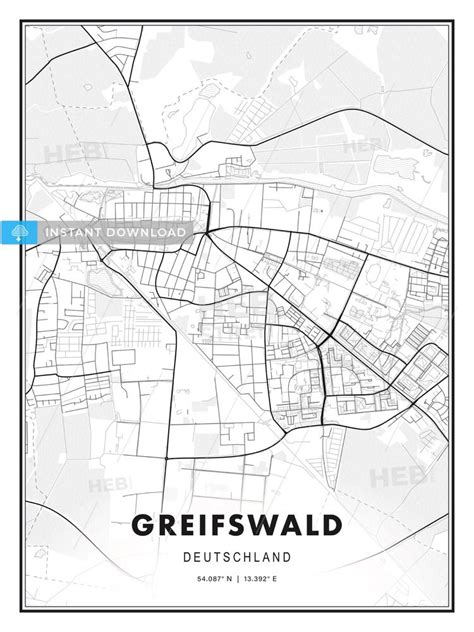 Greifswald, Germany, Modern Print Template in Various Formats | HEBSTREITS Sketches | Print ...