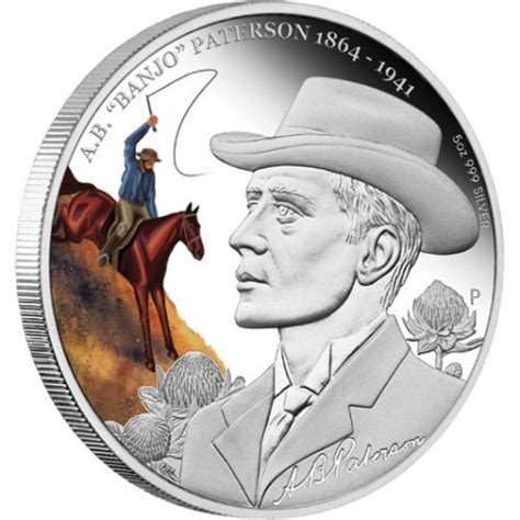 2014 $8 Banjo Paterson 5oz Silver Coloured Proof Coin and Note Set - Town Hall Coins and ...