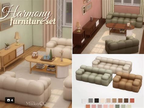 Harmony furniture set | Miiko | Sims, Bean couch, Comfortable couch