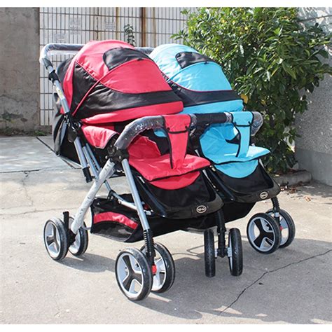 Bailai Hot selling pink twins stroller,double stroller,high suspension comfortable twins ...