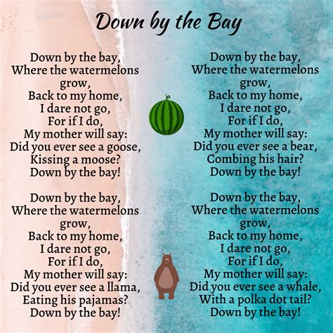 Down by the Bay Printable Lyrics, Origins, and Video