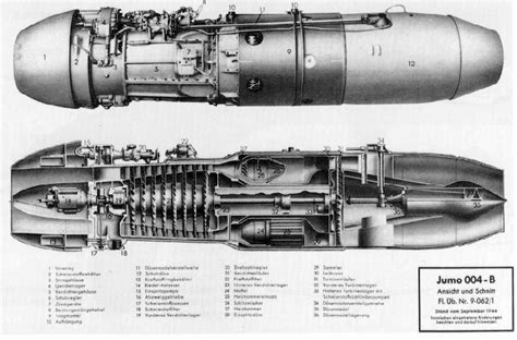 Messerschmitt Me-262 Schwalbe (Swallow) Jumo 004-B Jet Engine - Rated at: 1,984 lbf Thrust each ...