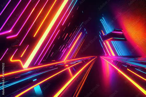 abstract neon color cyberpunk background, neon spectrum, glowing futuristic lights as multicolor ...