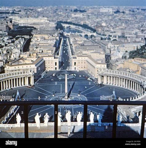 Aerial view of St. Peter's Square at The Vatican ca. approx. mid-1950s ...