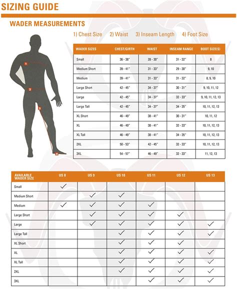 Sitka Waders Size Chart