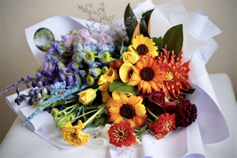 Colourful Rainbow Flower Bouquet - Becca Florist & Gift Baskets