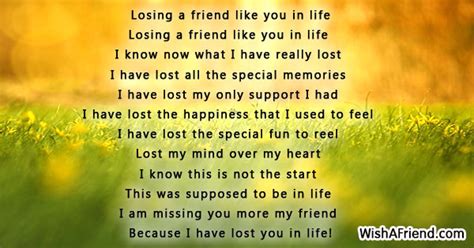 Missing You Friend Poems