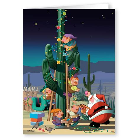 Western Christmas Cards - Desert Cactus Decorating Christmas Card 18 cards and 19 envelopes ...