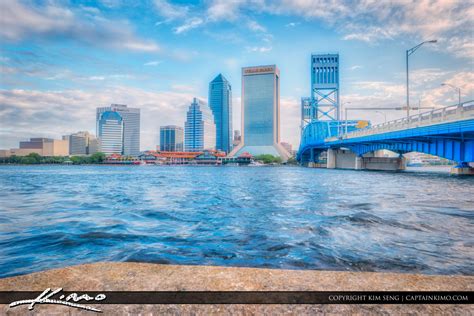 Jacksonville City Skyline at the Jacksonville Landing | Royal Stock Photo