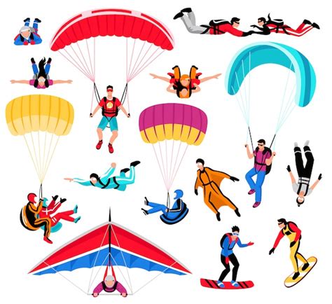 Free Vector | Skydiving Amd Extreme Sports Set