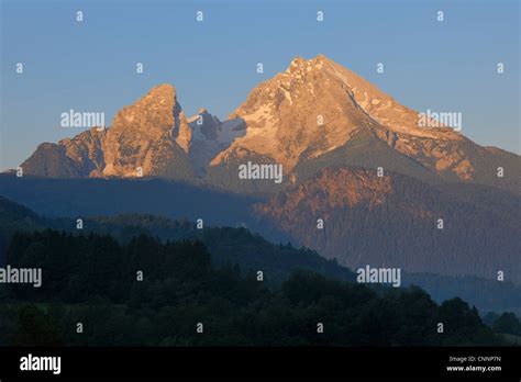 Watzmann at Sunrise, Berchtesgaden, Bavarian Alps, Berchtesgadener Land, Berchtesgaden National ...