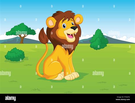 Lion cartoon in the savannah Stock Vector Image & Art - Alamy
