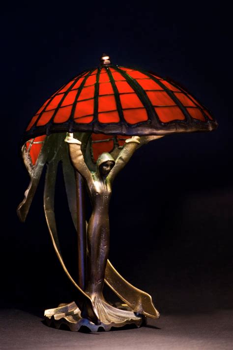 Tiffany table lamp Flying Lady. Big table stained glass lamp. Classic ...