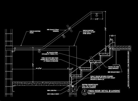 Free CAD Details-Stair @ Landing Detail – CAD Design | Free CAD Blocks ...