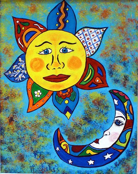 Mexican Sun And Moon Painting by Nancy Sisco