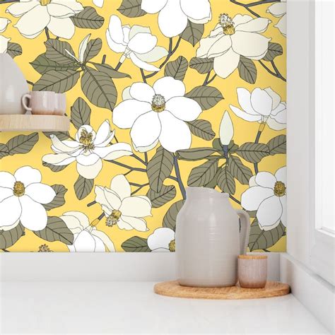 Magnolia in bloom. Wallpaper | Spoonflower