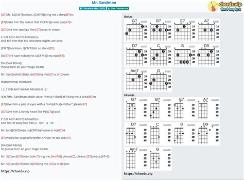 Chord: Mr. Sandman - tab, song lyric, sheet, guitar, ukulele | chords.vip