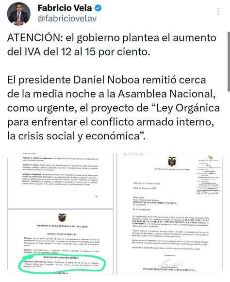 Daniel Noboa propone un aumento PERMANENTE del IVA del 12 al 15% : r/ecuador