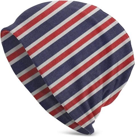 Amazon.com: Red White and Blue Striped Fabrics Warm Knit Hats ...