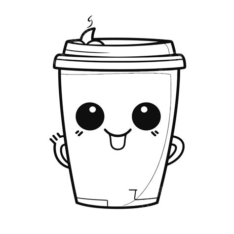 Cute Coffee Cup Face Coloring Page Outline Sketch Drawing Vector | The Best Porn Website