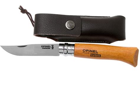 Opinel pocket knife No. 8 Luxury Range with leather sheath, carbon steel | Advantageously ...