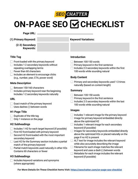 Free On-Page SEO Checklist & Template (Ultimate Cheatsheet) | On page ...