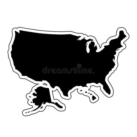 Black Silhouette of the Country USA with the Contour Line and Th Stock Illustration ...