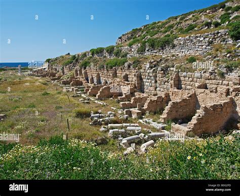 DETAIL OF PART OF THE RUINS OF THE LYCIAN CITY OF KNIDOS, DATCA PENINSULA MUGLA TURKEY Stock ...