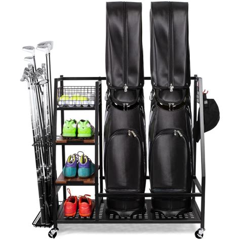 Sttoraboks Golf Bag Storage Garage Organizer Golf Bag Rack for 2 Golf Bags and Golf Equipment ...