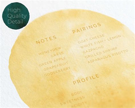 Sauvignon Blanc Tasting Notes Printable Wall Art Modern - Etsy