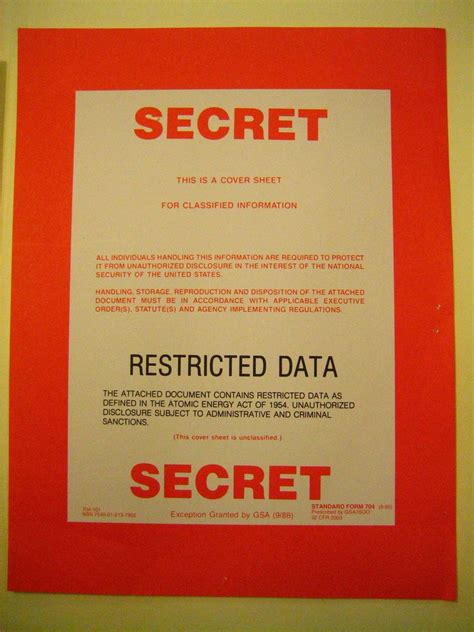 "Secret/Restricted Data" cover sheet | A cover sheet designa… | Flickr