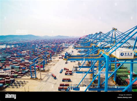 --FILE--An aerial view of containers stacked at the fully automated ...