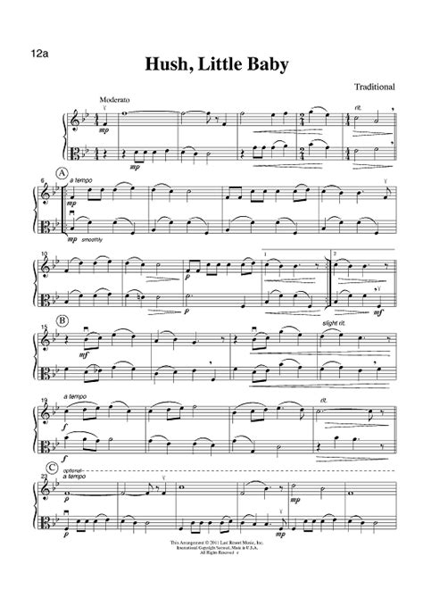 Hush, Little Baby" Sheet Music for Instrumental duet - Sheet Music Now