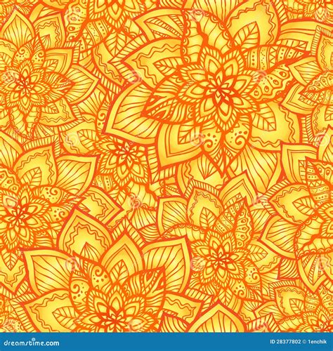 Bright Orange Floral Seamless Pattern Stock Vector - Image: 28377802