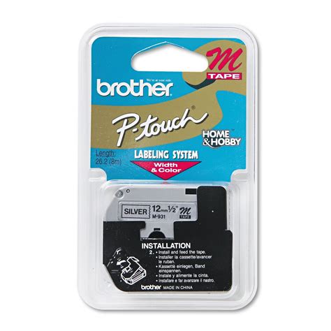 Brother P-Touch M Series Tape Cartridge for P-Touch Labelers, 1/2"w, Black on Silver - Walmart.com