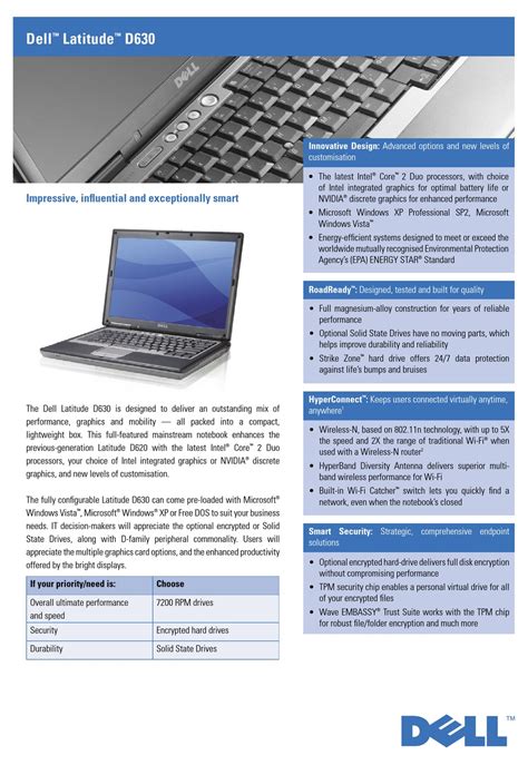 DELL LATITUDE D630 SPECIFICATIONS Pdf Download | ManualsLib